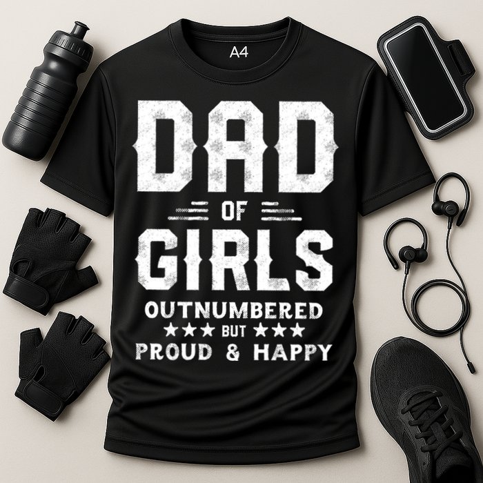 Dad Of Girl Outnumbered But Proud Father Cooling Performance Crew T-Shirt