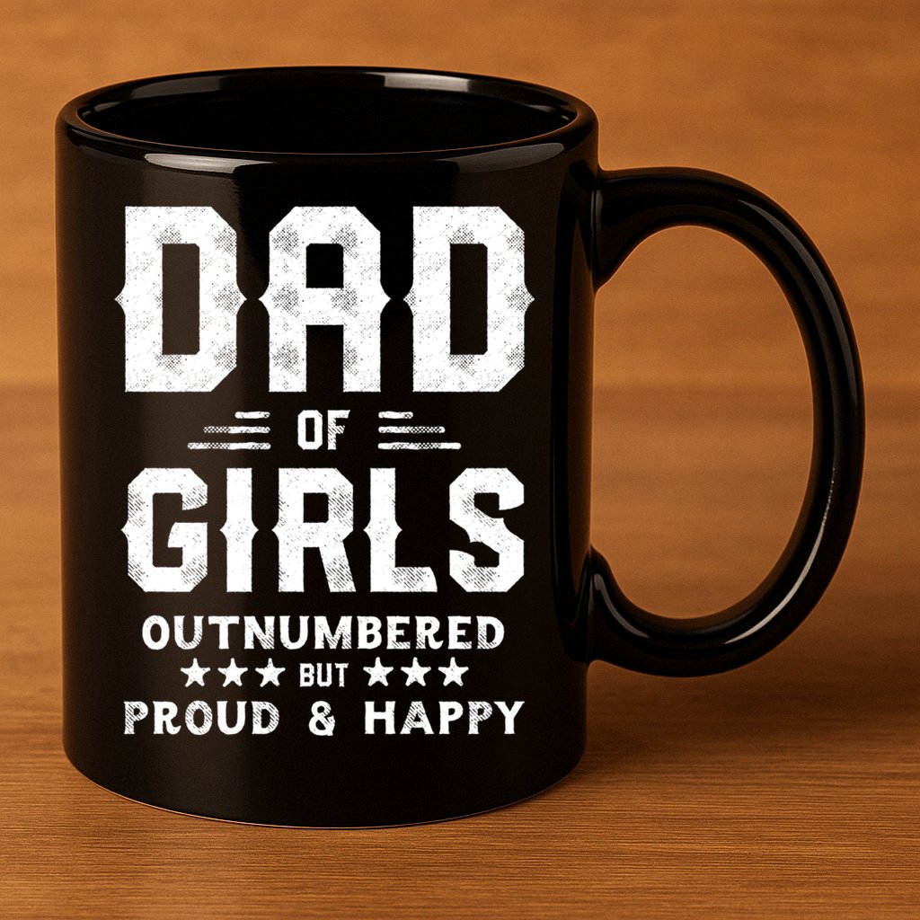 Dad Of Girl Outnumbered But Proud Father 11oz C Handle Ceramic Mug