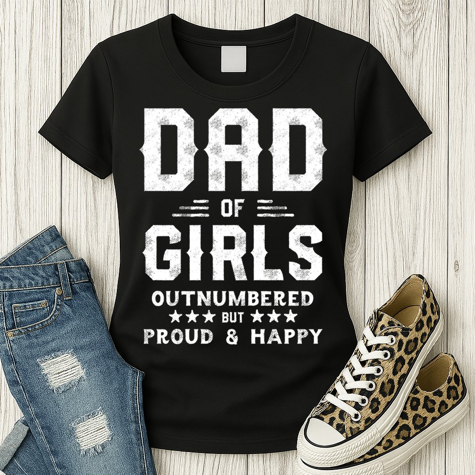 Dad Of Girl Outnumbered But Proud Father Womens T-Shirt