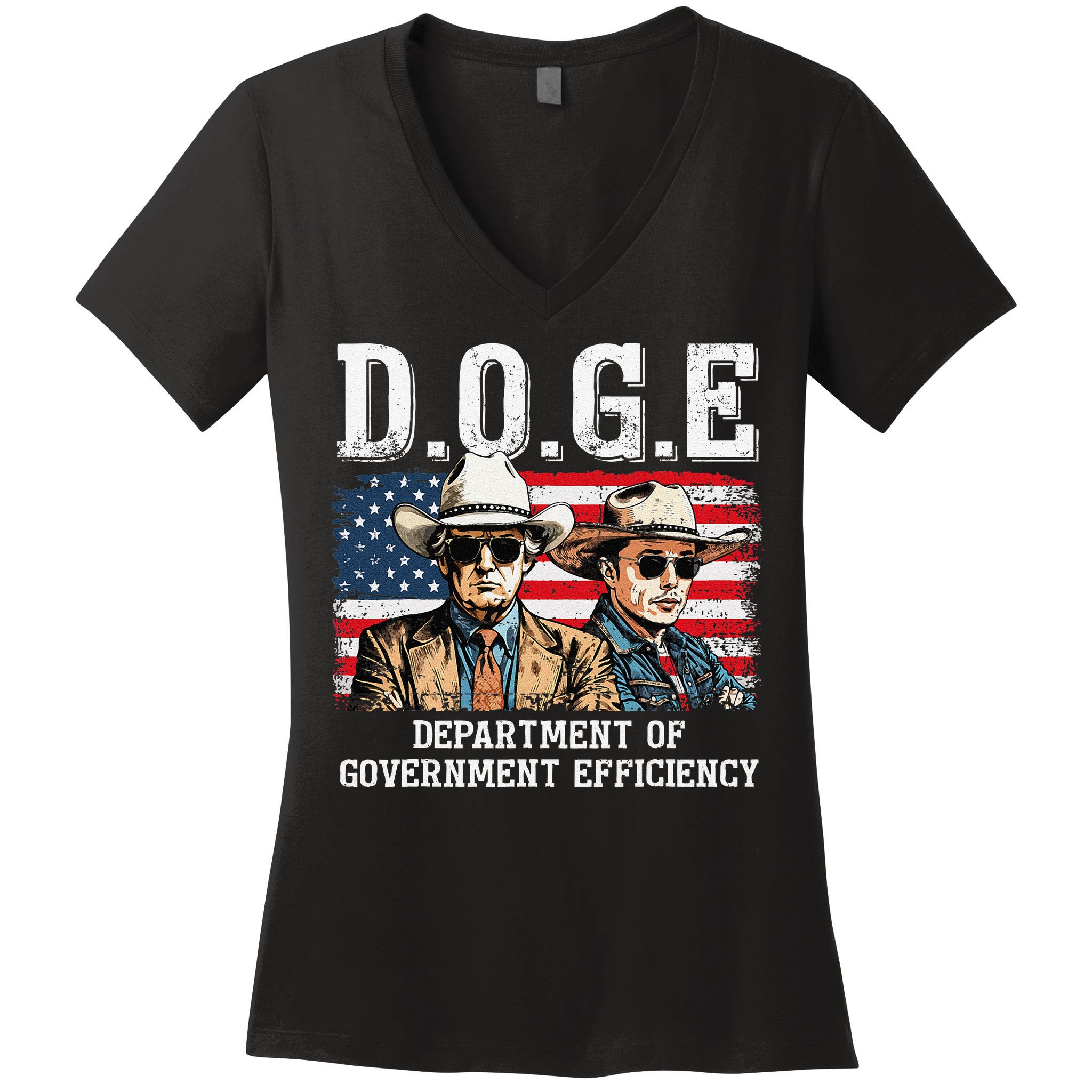 Department Of Government Efficiency Doge Trump Women's V-Neck T-Shirt