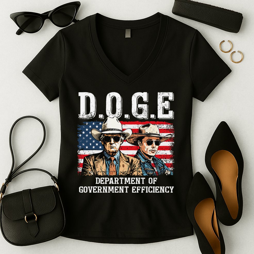 Department Of Government Efficiency Doge Trump Women's V-Neck T-Shirt