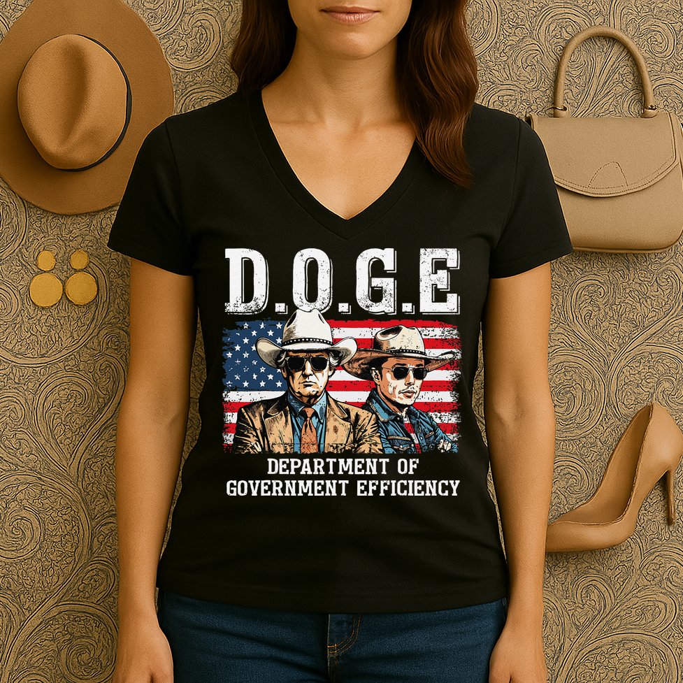Department Of Government Efficiency Doge Trump Women's V-Neck T-Shirt