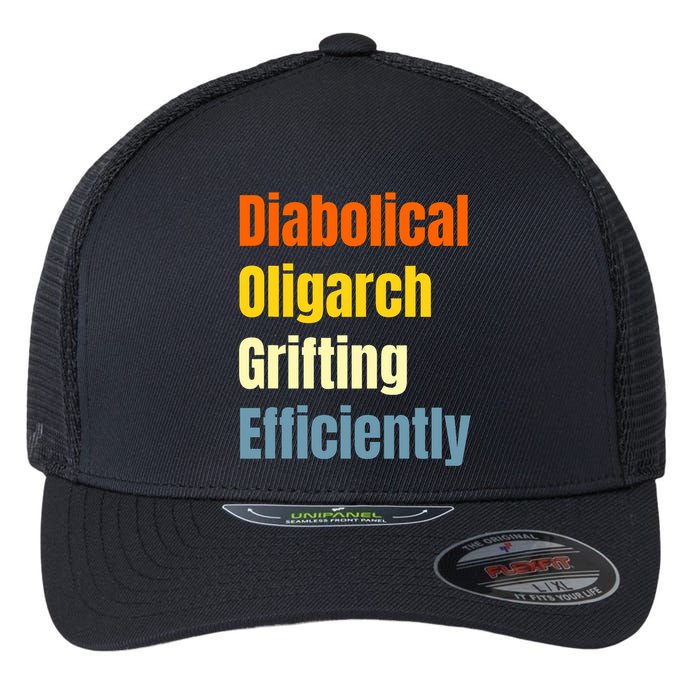 Diabolical Oligarch Grifting Efficiently Doge Flexfit Unipanel Trucker Cap