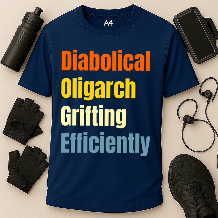 Diabolical Oligarch Grifting Efficiently Doge Cooling Performance Crew T-Shirt