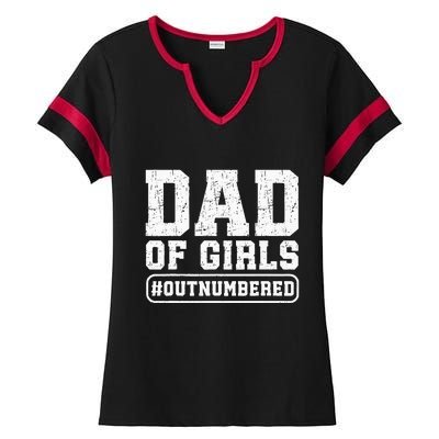 Dad Of Girls Outnumbered Funny Gift For Dad Ladies Halftime Notch Neck Tee