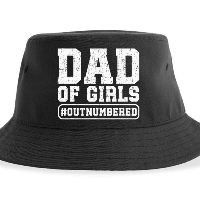 Dad Of Girls Outnumbered Funny Gift For Dad Sustainable Bucket Hat