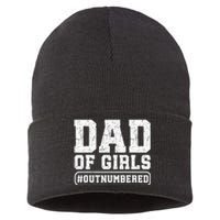 Dad Of Girls Outnumbered Funny Gift For Dad Sustainable Knit Beanie