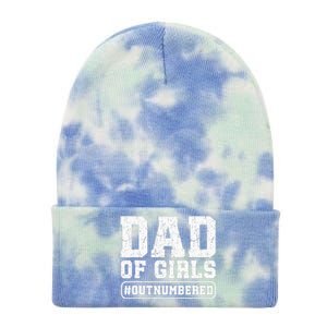 Dad Of Girls Outnumbered Funny Gift For Dad Tie Dye 12in Knit Beanie