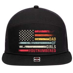 Dad Of Girls Outnumbered Father Cute Gift 7 Panel Mesh Trucker Snapback Hat