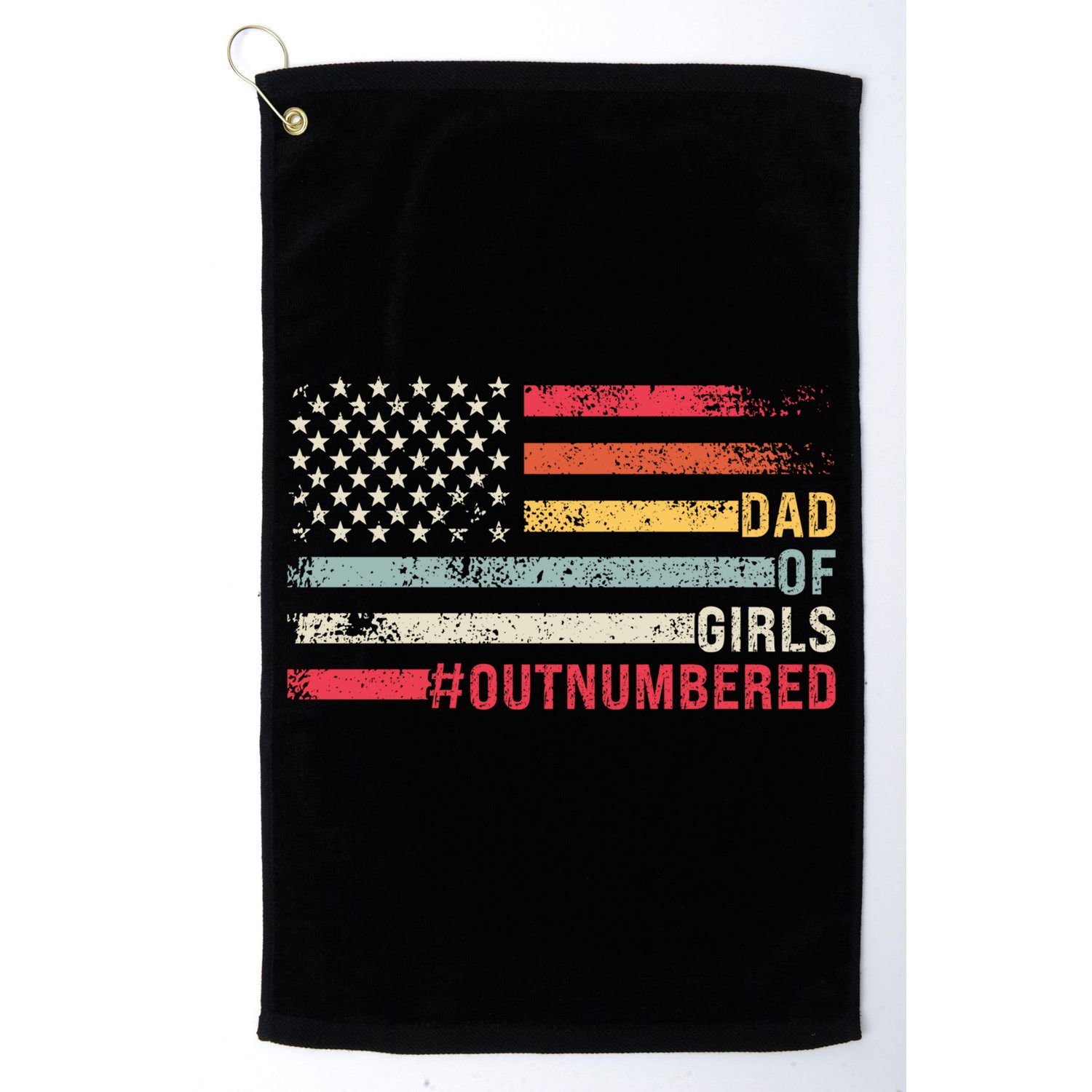 Dad Of Girls Outnumbered Father Cute Gift Golf Towel