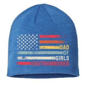 Dad Of Girls Outnumbered Father Cute Gift Sustainable Beanie