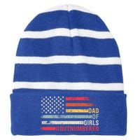 Dad Of Girls Outnumbered Father Cute Gift Striped Beanie with Solid Band