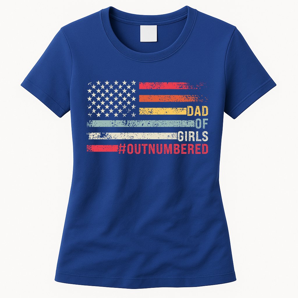 Dad Of Girls Outnumbered Father Cute Gift Womens T-Shirt