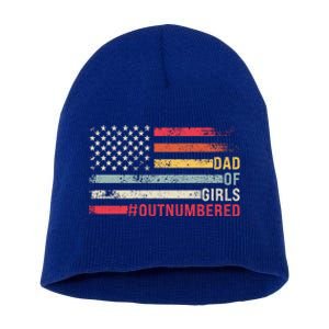 Dad Of Girls Outnumbered Father Cute Gift Short Acrylic Beanie