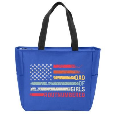 Dad Of Girls Outnumbered Father Cute Gift Zip Tote Bag