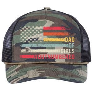 Dad Of Girls Outnumbered Father Cute Gift Retro Rope Trucker Hat Cap