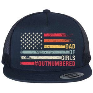 Dad Of Girls Outnumbered Father Cute Gift Flat Bill Trucker Hat