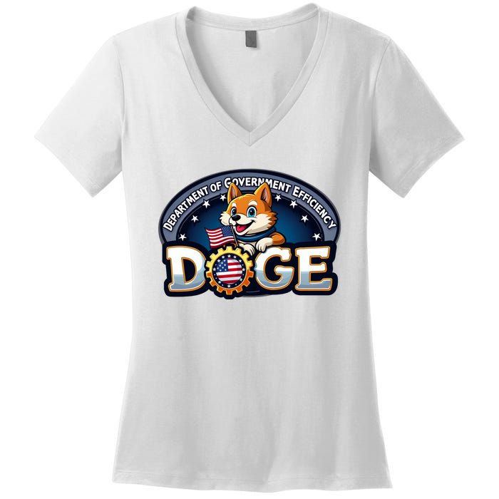 Department Of Government Efficiency D.O.G.E | Elon Women's V-Neck T-Shirt