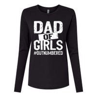 Dad Of Girls Outnumbered Funny Girl Dad Womens Cotton Relaxed Long Sleeve T-Shirt