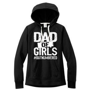 Dad Of Girls Outnumbered Funny Girl Dad Women's Fleece Hoodie