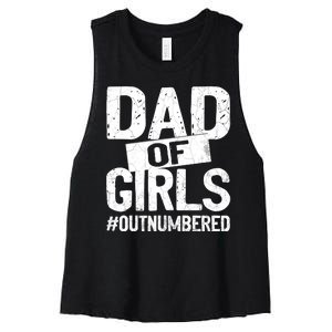 Dad Of Girls Outnumbered Funny Girl Dad Women's Racerback Cropped Tank