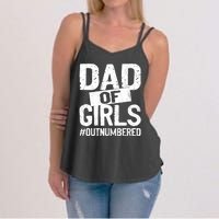 Dad Of Girls Outnumbered Funny Girl Dad Women's Strappy Tank