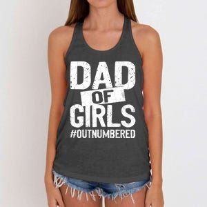 Dad Of Girls Outnumbered Funny Girl Dad Women's Knotted Racerback Tank