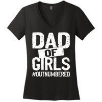 Dad Of Girls Outnumbered Funny Girl Dad Women's V-Neck T-Shirt