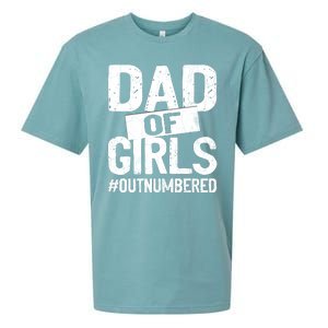 Dad Of Girls Outnumbered Funny Girl Dad Sueded Cloud Jersey T-Shirt