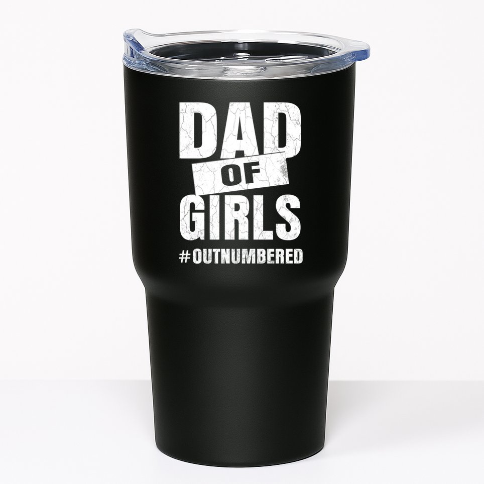Dad Of Girls Outnumbered Funny Girl Dad Tumbler