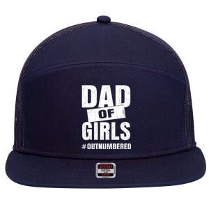 Dad Of Girls Outnumbered Funny Girl Dad 7 Panel Mesh Trucker Snapback Hat