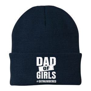 Dad Of Girls Outnumbered Funny Girl Dad Knit Cap Winter Beanie