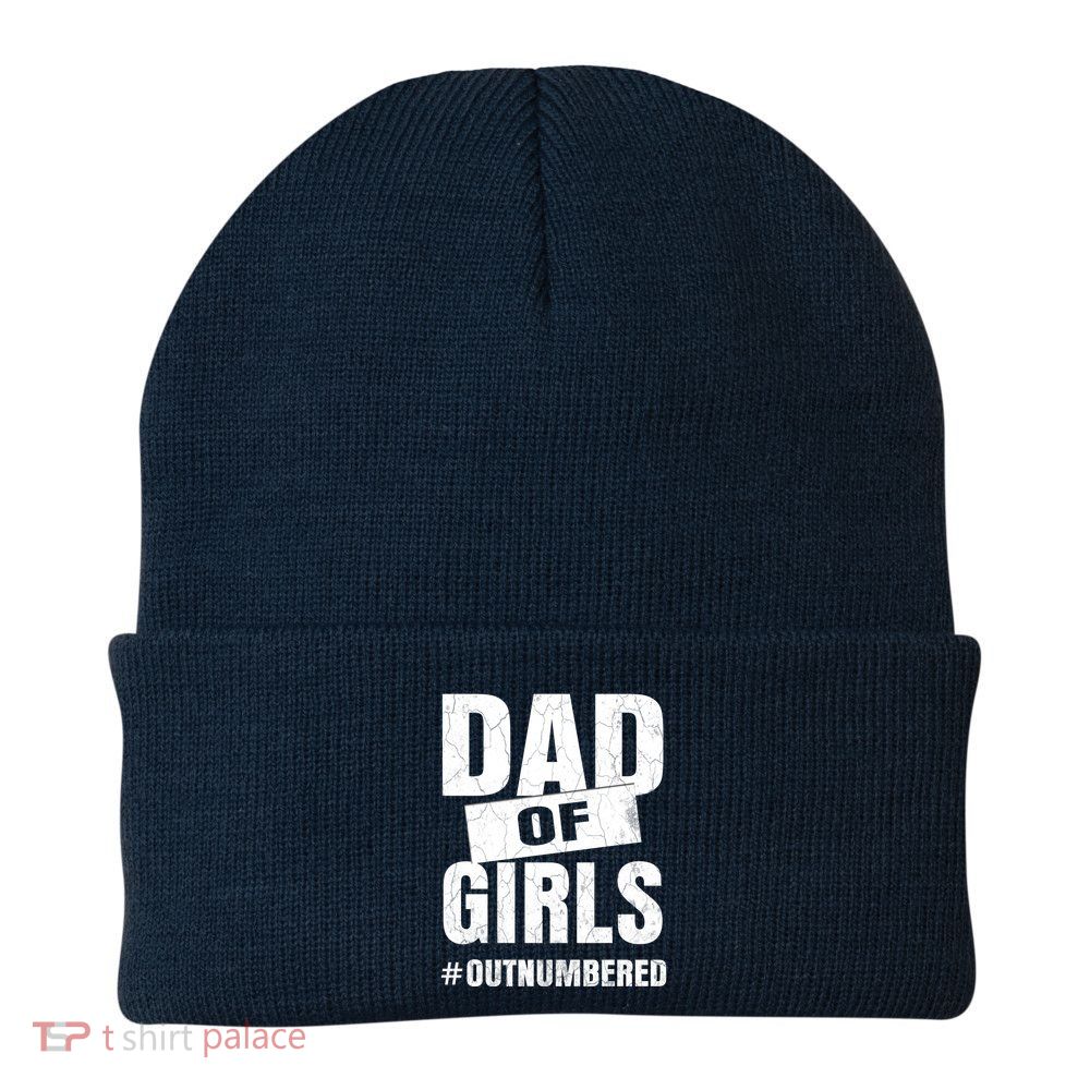 Dad Of Girls Outnumbered Funny Girl Dad Beanie