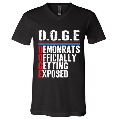 Democrat Officially Getting Exposed Trump 2025 V-Neck T-Shirt
