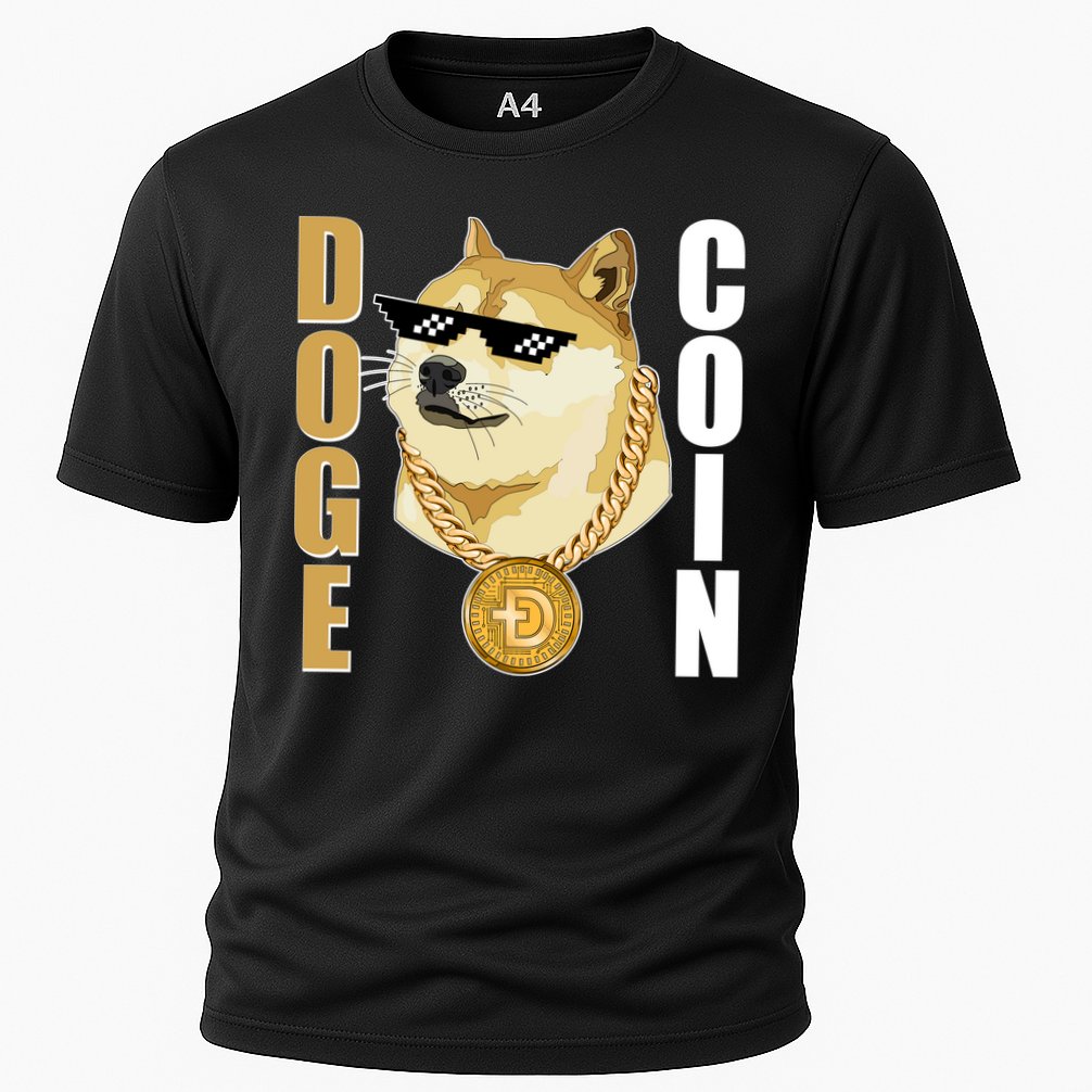 Doge Coin Gansta Thug Dogecoin Crypto Currency Cooling Performance Crew T-Shirt