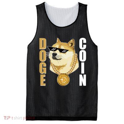 Doge Coin Gansta Thug Dogecoin Crypto Currency Mesh Reversible Basketball Jersey Tank