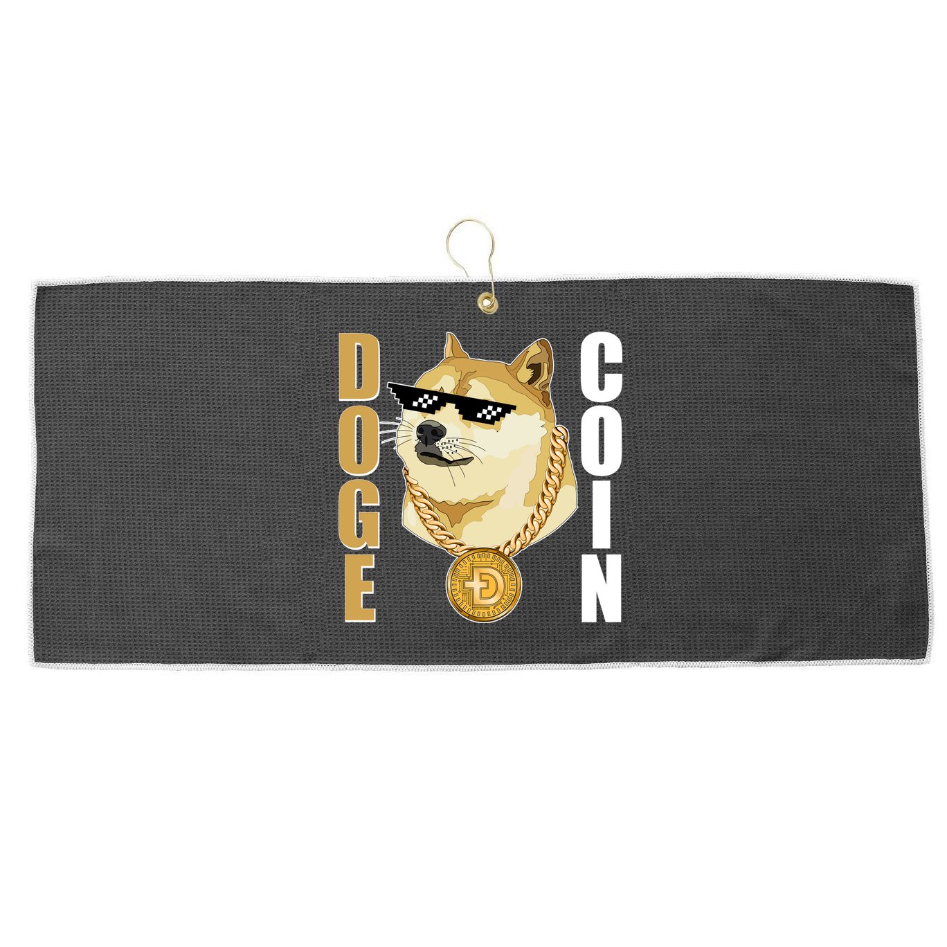 Doge Coin Gansta Thug Dogecoin Crypto Currency Large Microfiber Waffle Golf Towel