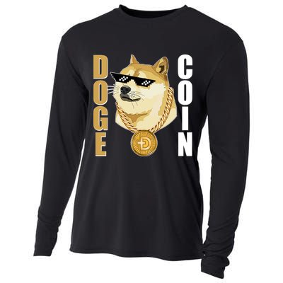 Doge Coin Gansta Thug Dogecoin Crypto Currency Cooling Performance Long Sleeve Crew