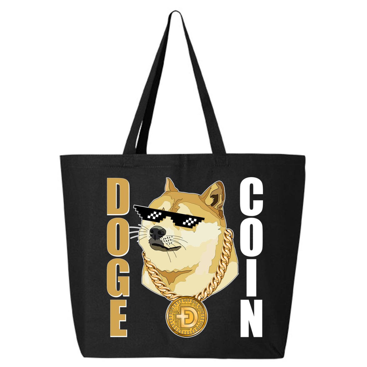 Doge Coin Gansta Thug Dogecoin Crypto Currency 25L Jumbo Tote