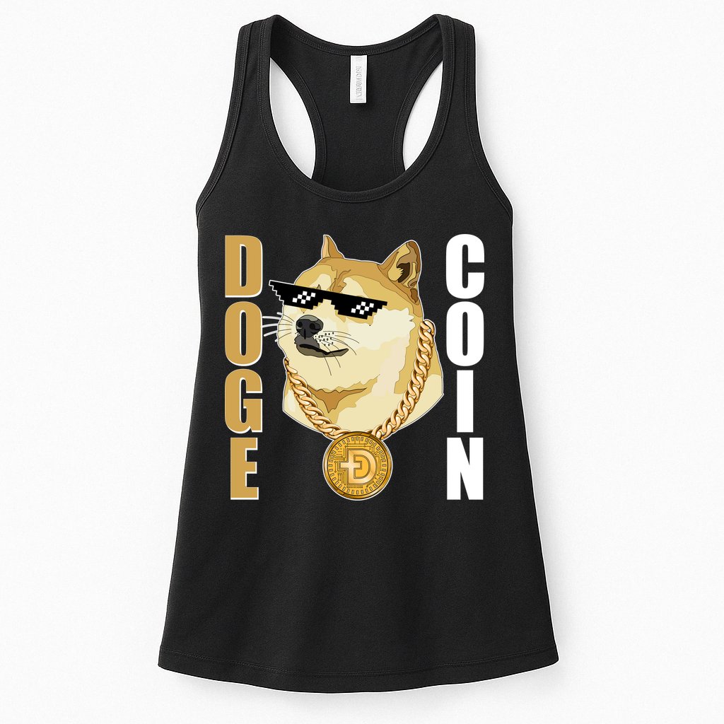 Doge Coin Gansta Thug Dogecoin Crypto Currency Womens Tank Top