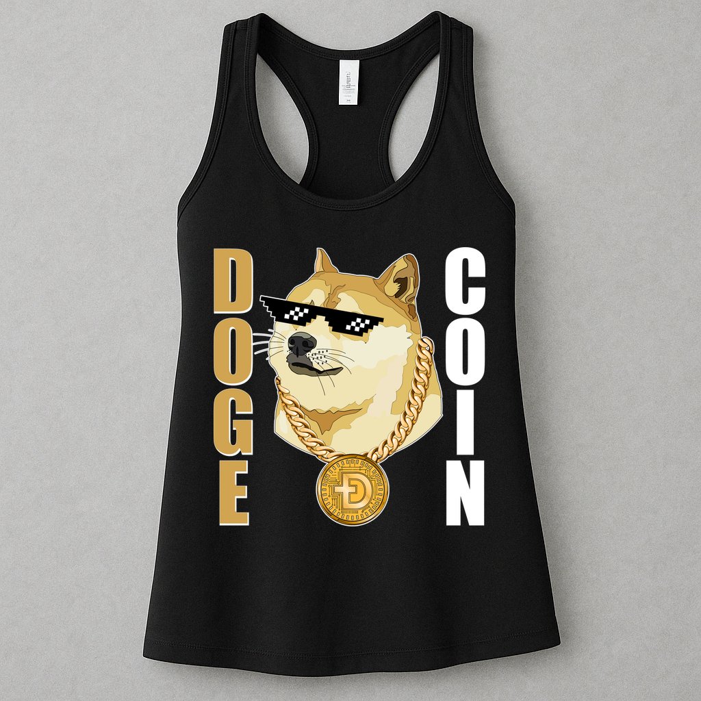 Doge Coin Gansta Thug Dogecoin Crypto Currency Womens Tank Top