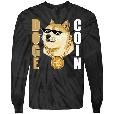 Doge Coin Gansta Thug Dogecoin Crypto Currency Tie-Dye Long Sleeve Shirt