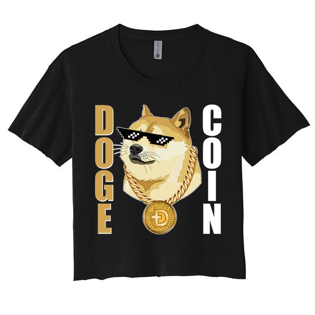Doge Coin Gansta Thug Dogecoin Crypto Currency Women's Crop Top Tee