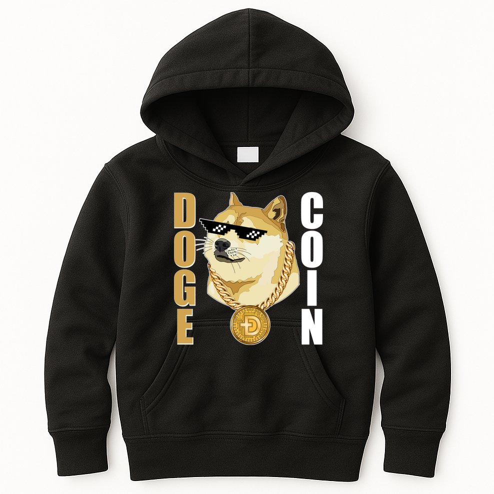 Doge Coin Gansta Thug Dogecoin Crypto Currency Kids Hoodie