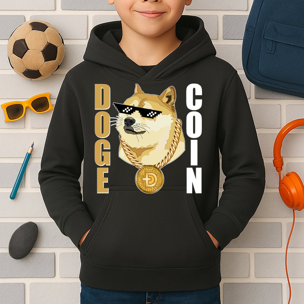 Doge Coin Gansta Thug Dogecoin Crypto Currency Kids Hoodie