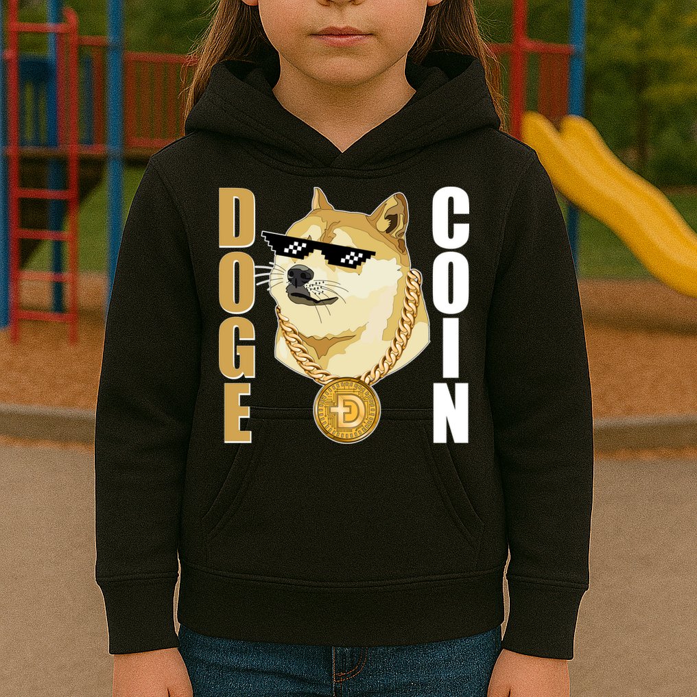 Doge Coin Gansta Thug Dogecoin Crypto Currency Kids Hoodie