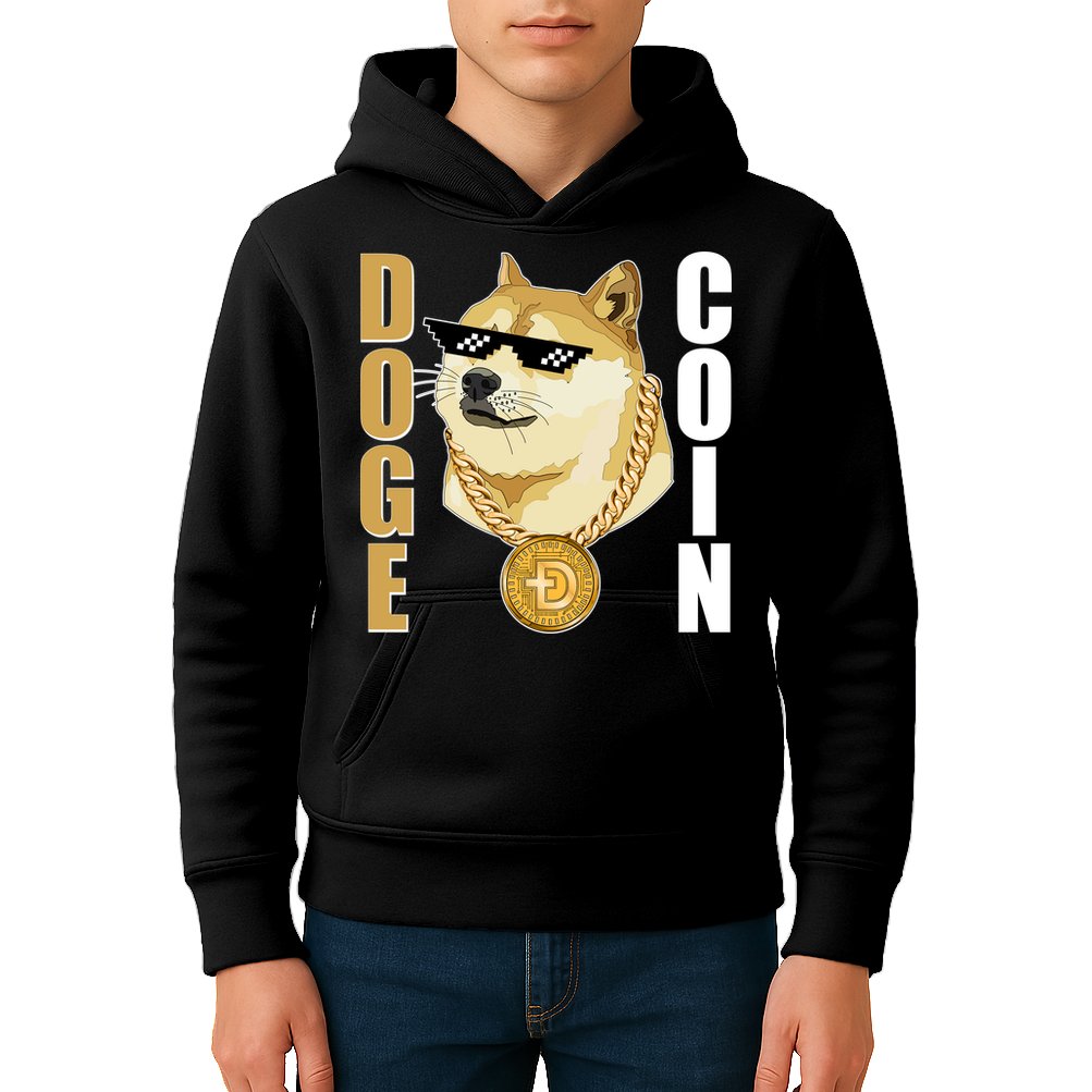 Doge Coin Gansta Thug Dogecoin Crypto Currency Kids Hoodie