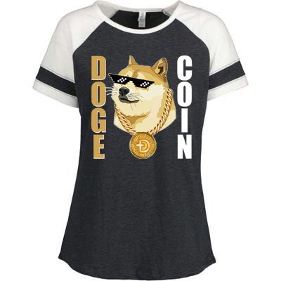 Doge Coin Gansta Thug Dogecoin Crypto Currency Enza Ladies Jersey Colorblock Tee