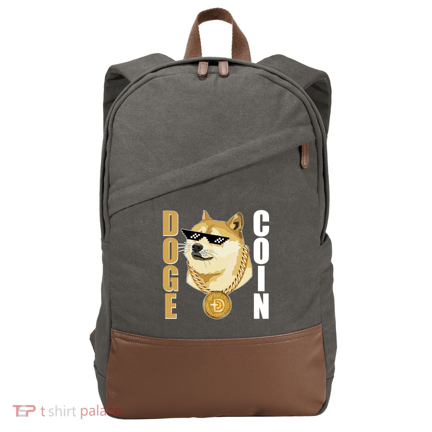 Doge Coin Gansta Thug Dogecoin Crypto Currency Cotton Canvas Backpack