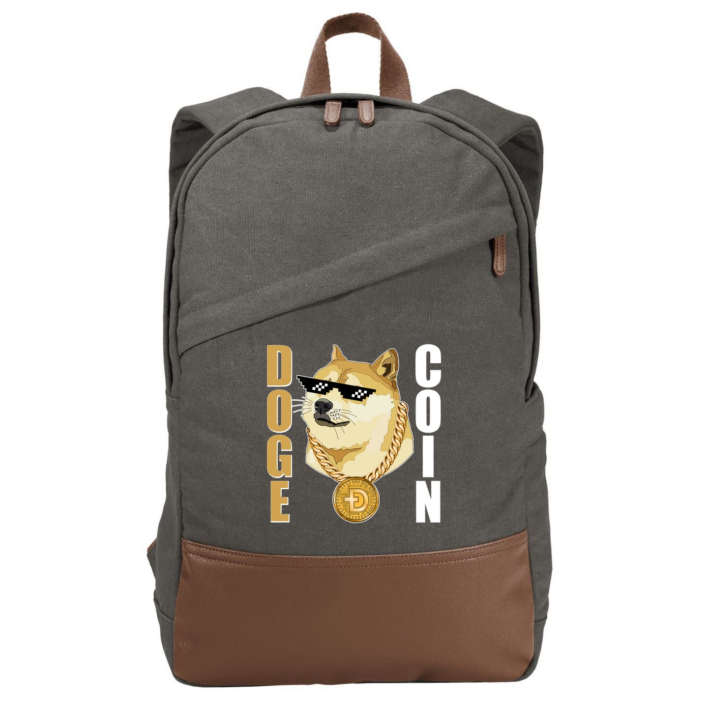 Doge Coin Gansta Thug Dogecoin Crypto Currency Cotton Canvas Backpack